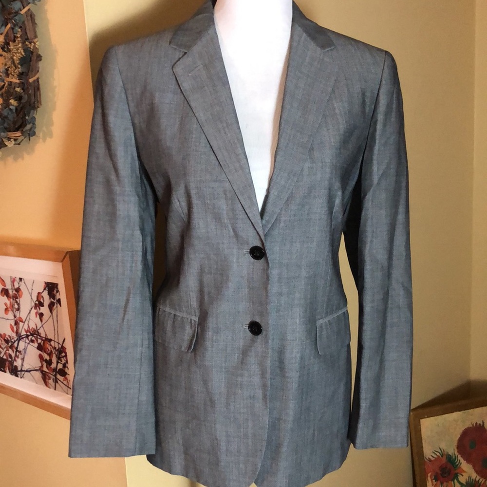 RALPH LAUREN Size 8 P Longline Blazer Wool blend Soft Gray 2-Button $189 NEW